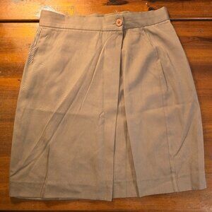 Skirt Tan Simon Ellis Wrap Front Button Lined size 12 50% Rayon 1990s